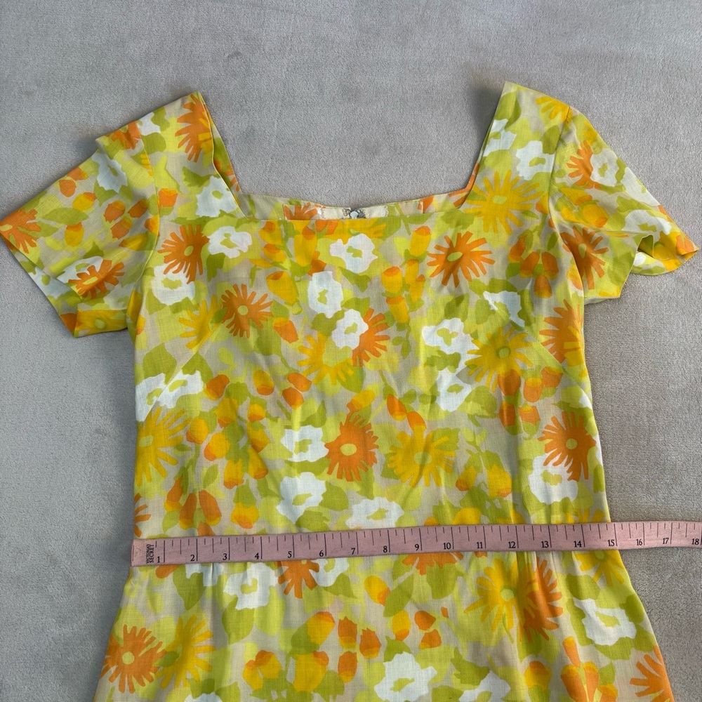 Vintage Floral Yellow and Orange Dress - Picture 5 of 5